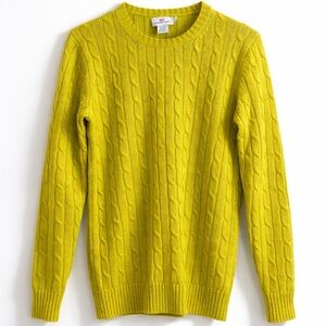 Vineyard Vines Lime Green Cable Knit Crew Neck Wool and Cashmere Sweater size S